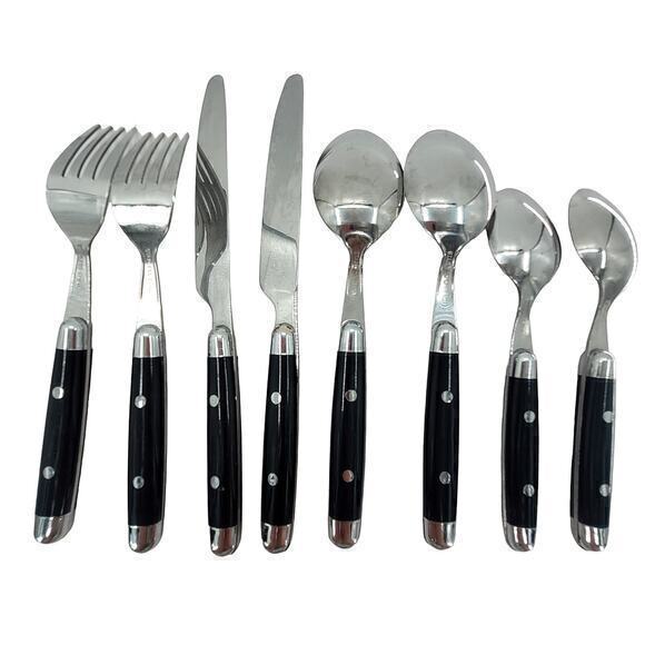 Cambridge Silversmiths Jubilee Black Handle Flatware Set Service‎ for 2 1-2 - Picture 3 of 12